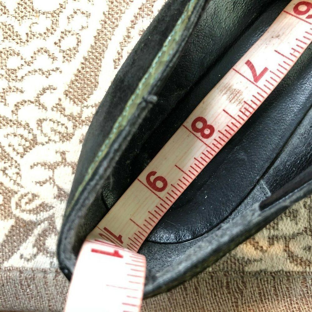 Vintage Oxfords! Black Patent Lace Up W/Green Snakeskin Trim 8.5 Narrow AA - Picture 9 of 9